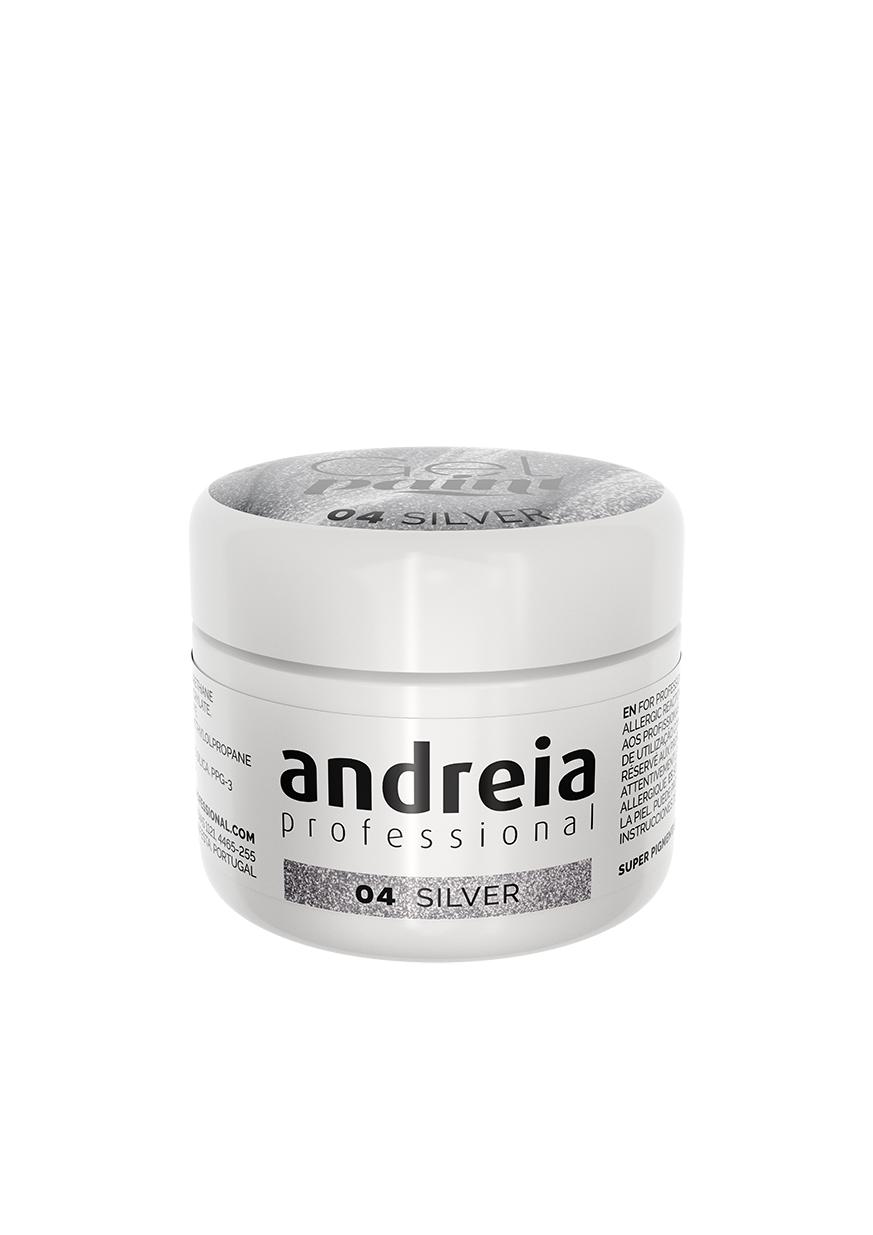 Andreia  Profesional Gel Paint para decoración de uñas 4ml - Silver