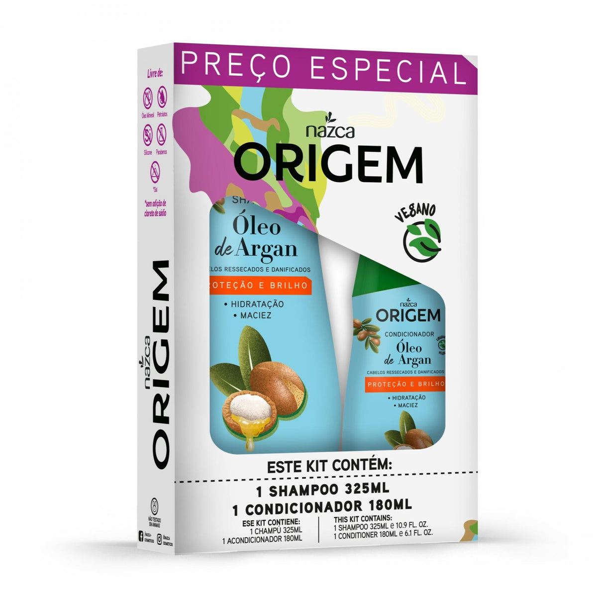 ORIGEM Kit Shampoo + Cond. Óleo de Argan 325+180ml