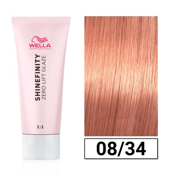 Wella - Coloración SHINEFINITY 08/34 Rubio Claro Dorado Cobrizo 60 ml