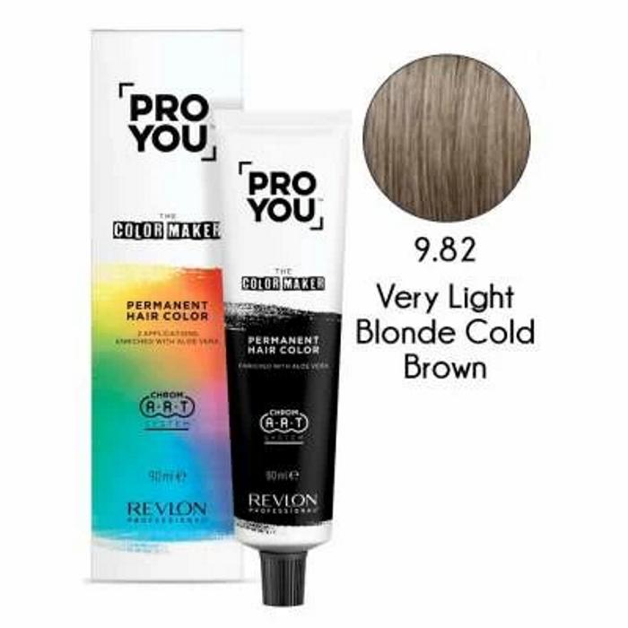 Revlon ProYou The Color Maker Tinte para el Cabello Permanente 90Ml Nº 9.82 VERY LIGHT BLONDE COLD BROWN