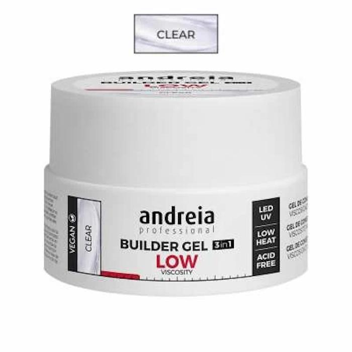 Andreia Professional Builder Gel Low Viscosity - Gel de Construcción de uñas 3 EN 1 de baja viscosidad 22 GR. Clear