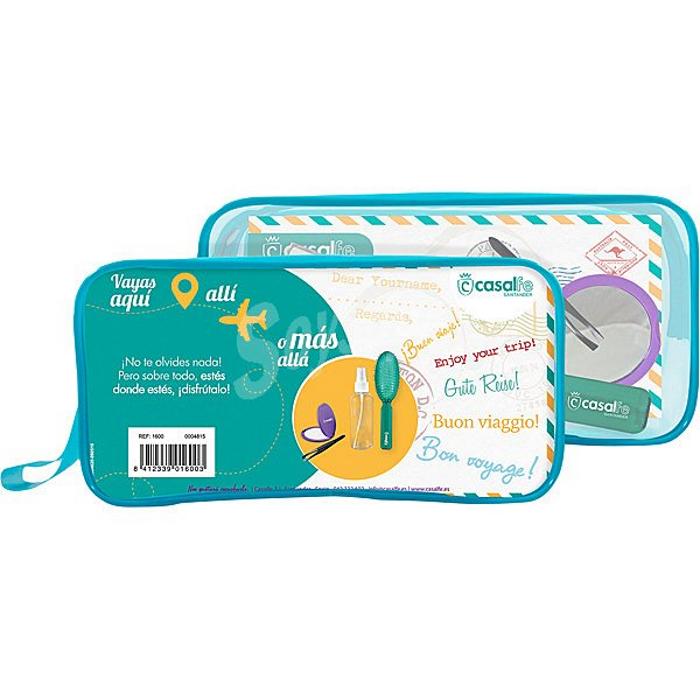 Casalfe Set de viaje con cepillo pinzas de depilar pulverizador y espejo