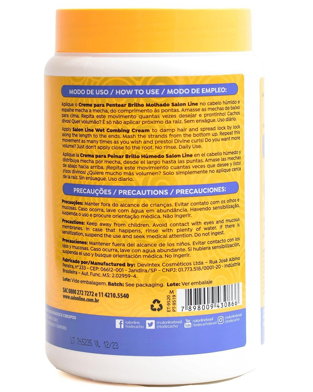 Salon Line Creme de Pentear Brilho Molhado 1kg