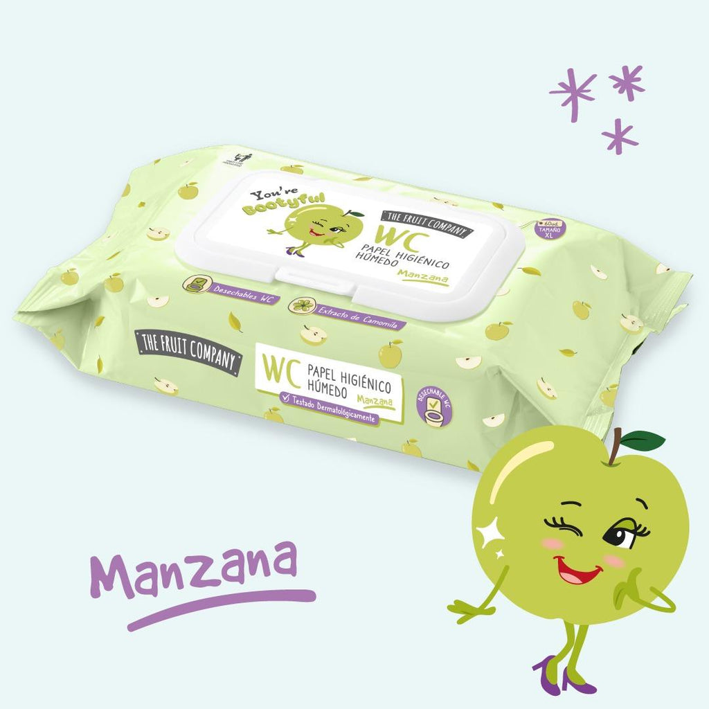 The Fruit Company Papel Higiénico Húmedo Manzana 60 Unid