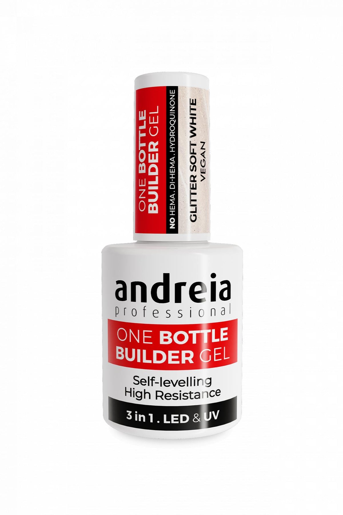 Andreia Professional One Bottle Builder Gel  - Gel de Construcción 3 en 1 - 14ml - Glitter Soft White
