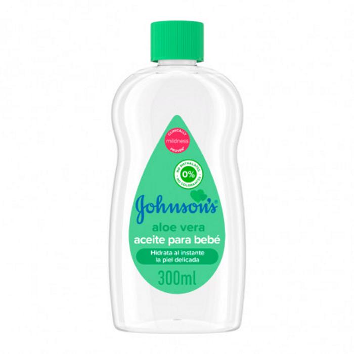 Johnsons Baby Aloe Vera Aceite, Hidrata Y Nutre Al Instante, 300 Ml