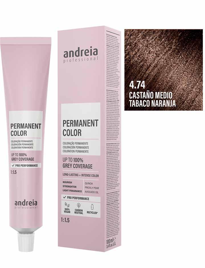 Andreia Coloración Permanente 100ml - 4.74 M Castaño Medio Tabaco Cobrizo