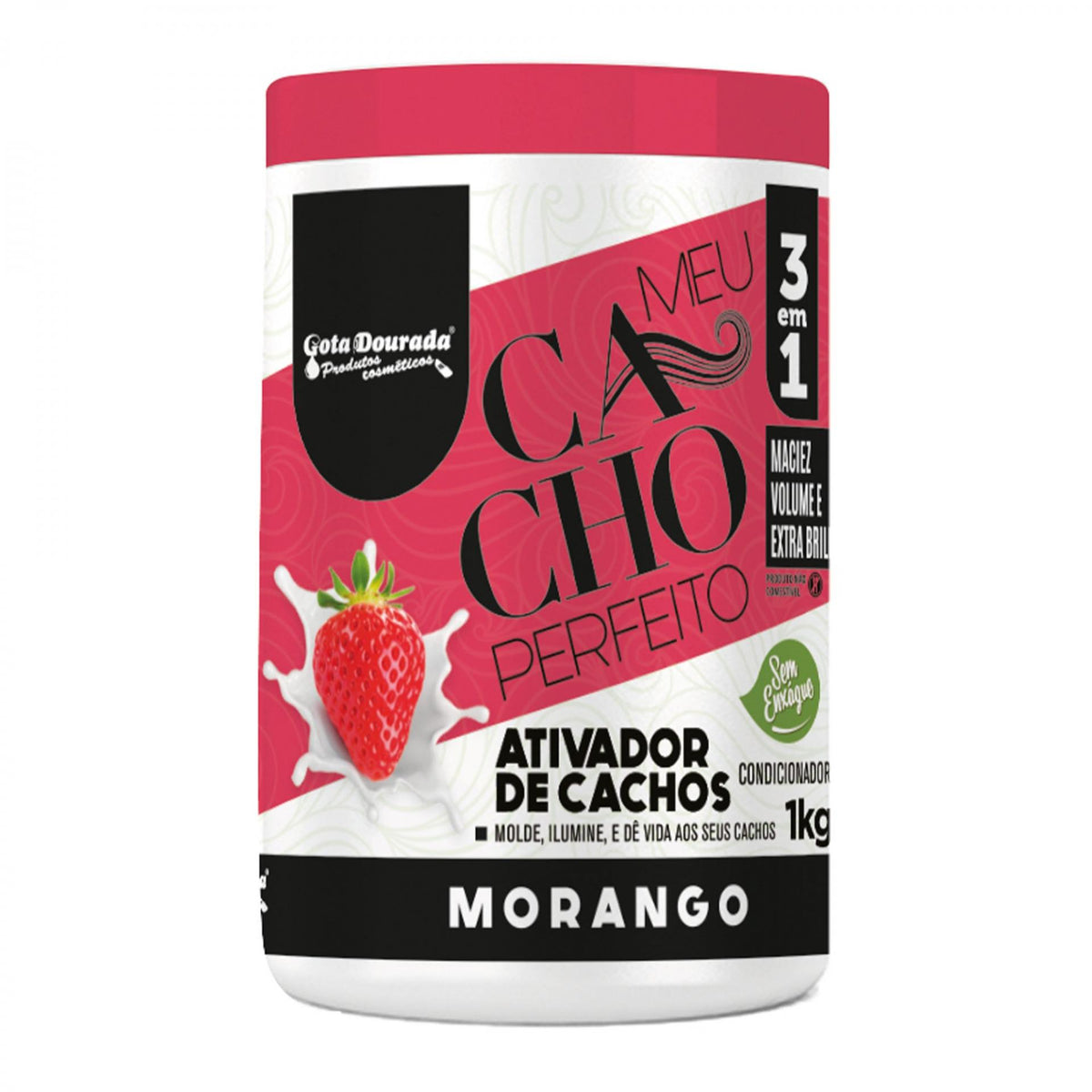 Gota Dourada Activador de Rizos meu Cacho Perfeito 3en1 Fresa 1KG