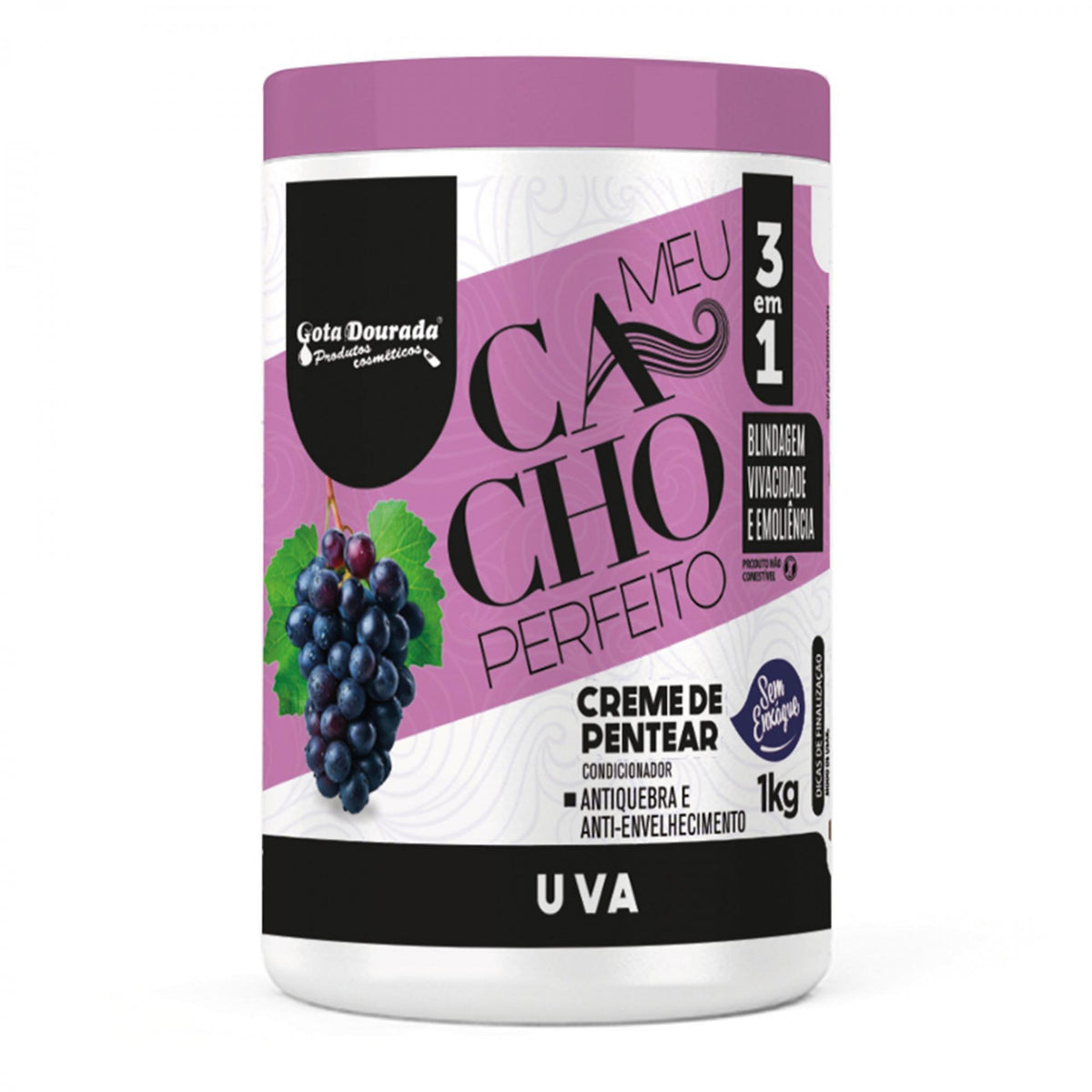 Gota Dourada Creme de Peinar meu Cacho Perfeito Uva 1KG