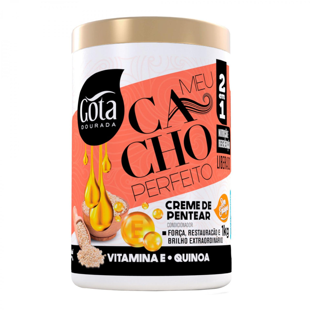 Gota Dourada Creme de Peinar meu Cacho Perfeito Vit E 1KG