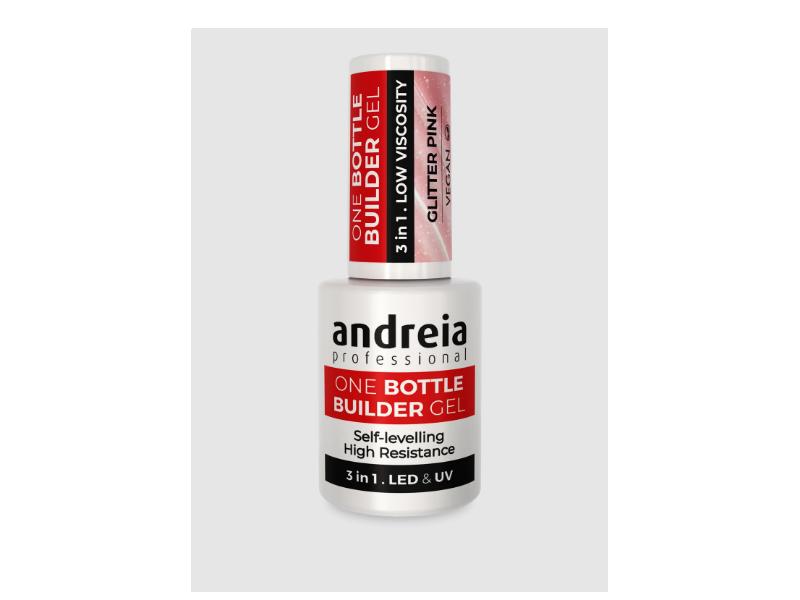 Andreia Professional One Bottle Builder Gel  - Gel de Construcción 3 en 1 - 14ml - Glitter Pink