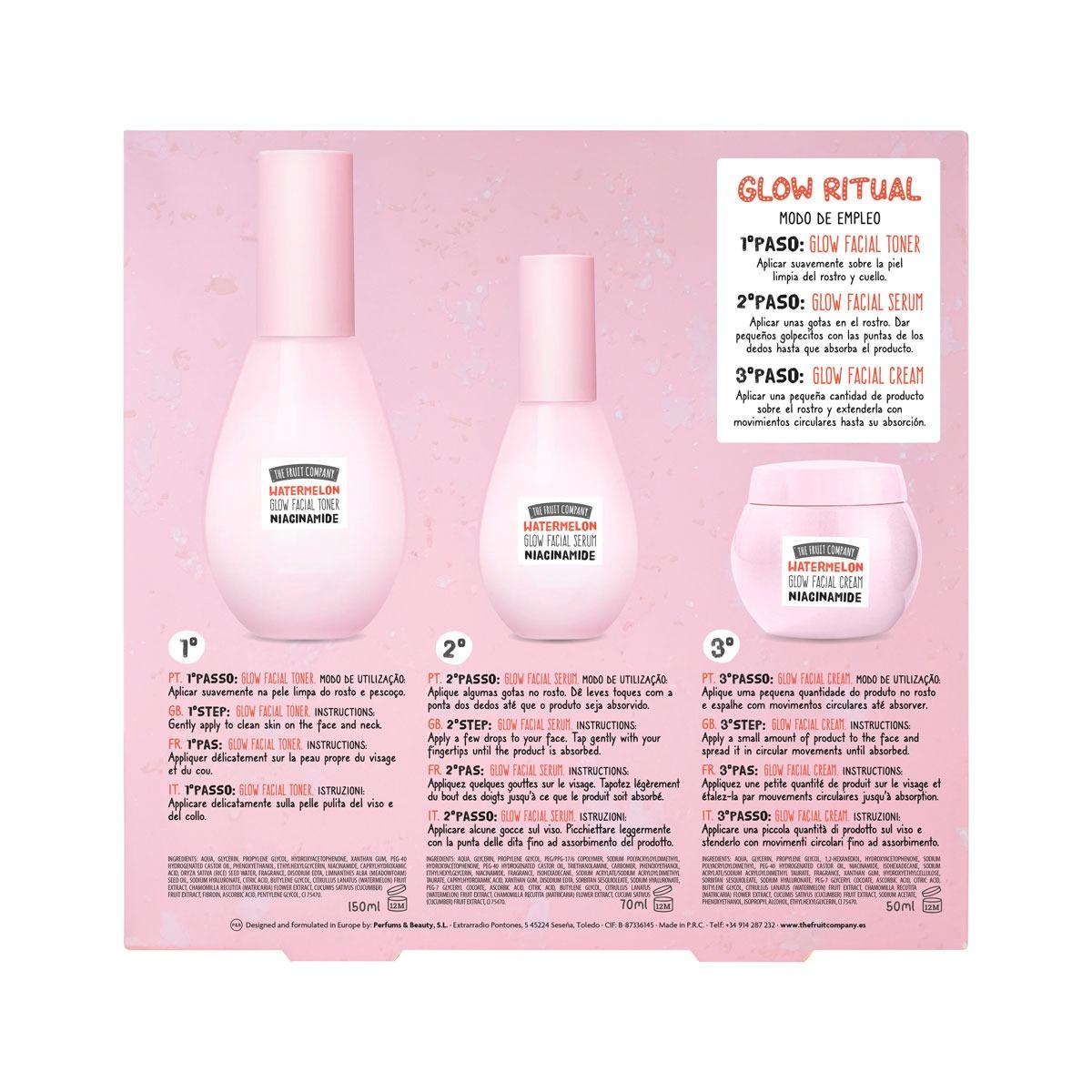 The Fruit Company Set Facial Glow Ritual Sandía Tónico + Crema + Sérum